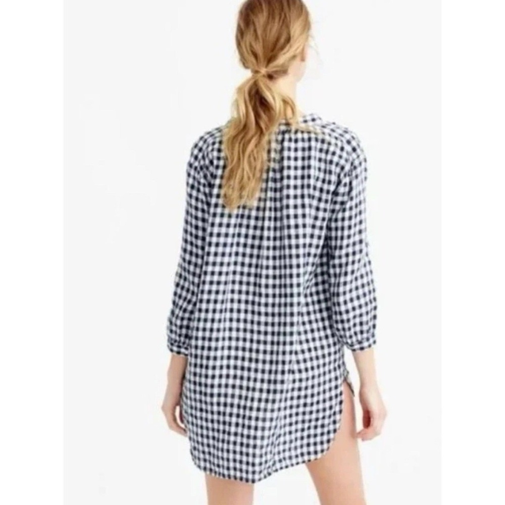 J. Crew Linen & Cotton Blend Gingham Checkered Tunic Gingham Tunic Top Cover Up✨ - Picture 3 of 9